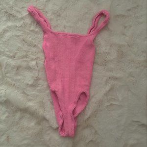 Hunza G pink one-piece swimsuit